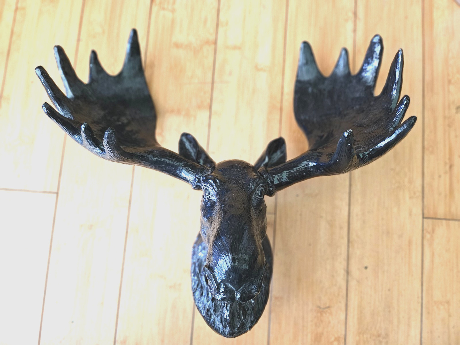 Black Resin Moose Head Wall Mount with Antlers - 12\