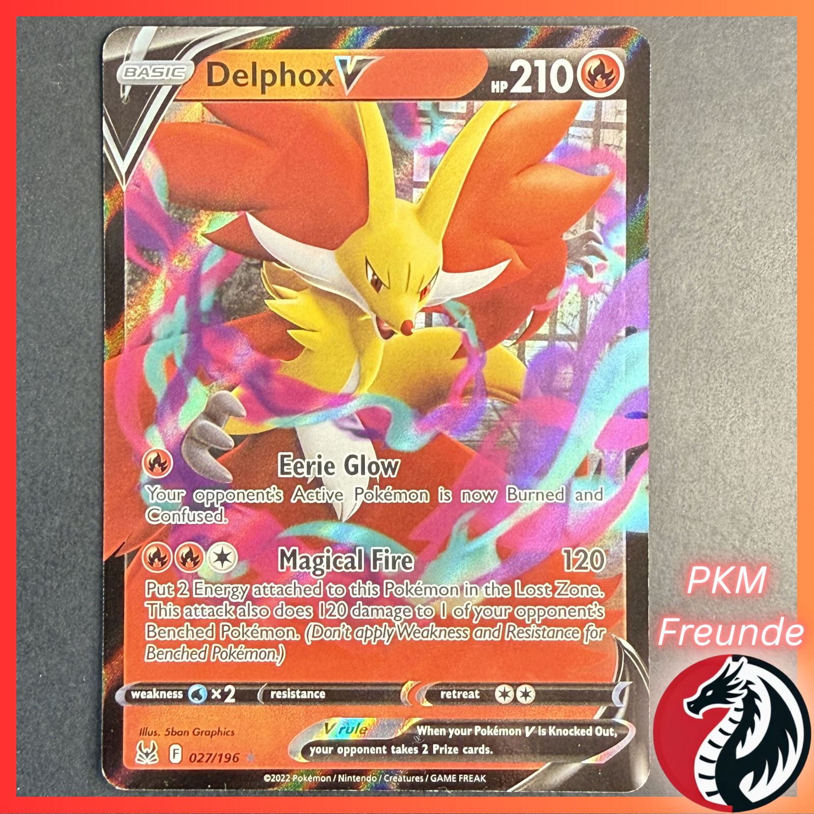 Delphox V 027/196 LOR 🟢NM 🇬🇧English Lost Origin Fennexis Pokemon