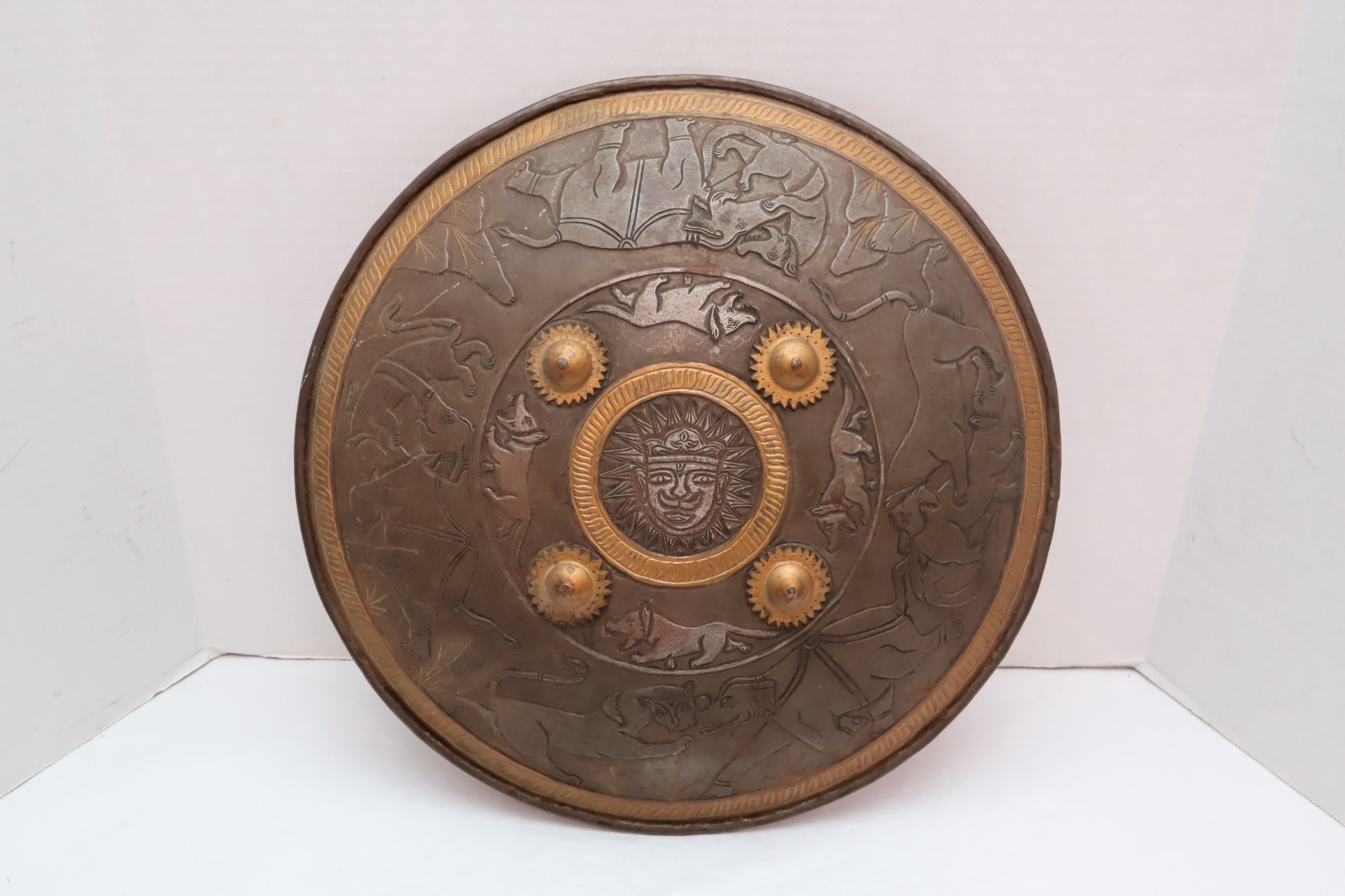 Antique Indo Persian Dhal Shield Brass  Armor Kulah Khud Vintage