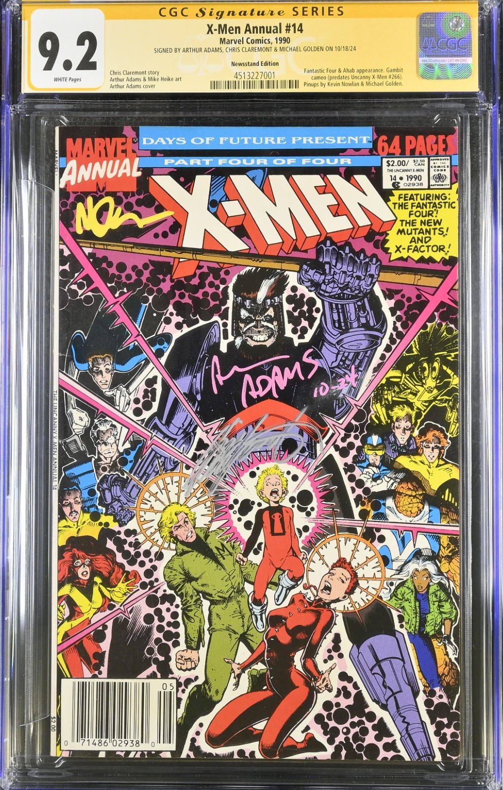 CGC 9.2 X-Men Annual 14 Newsstand 3x SIGN Claremont Adams Golden + Gambit Funko