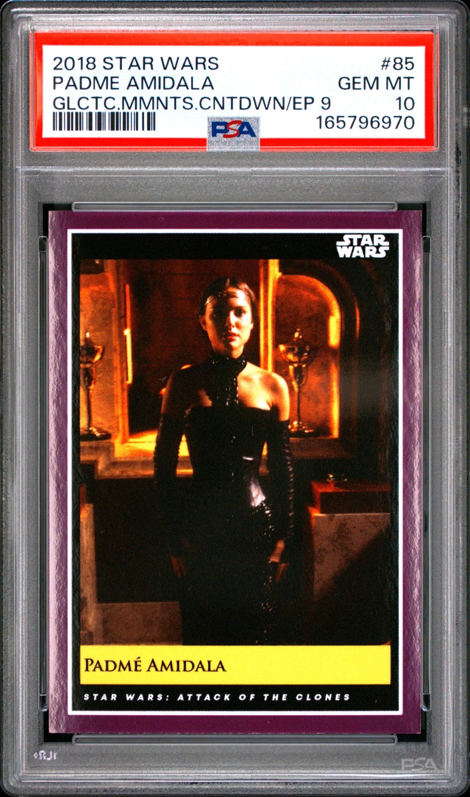 2018 TOPPS STAR WARS GALACTIC MOMENTS COUNTDOWN 85  PADME AMIDALA PSA 10 POP 2