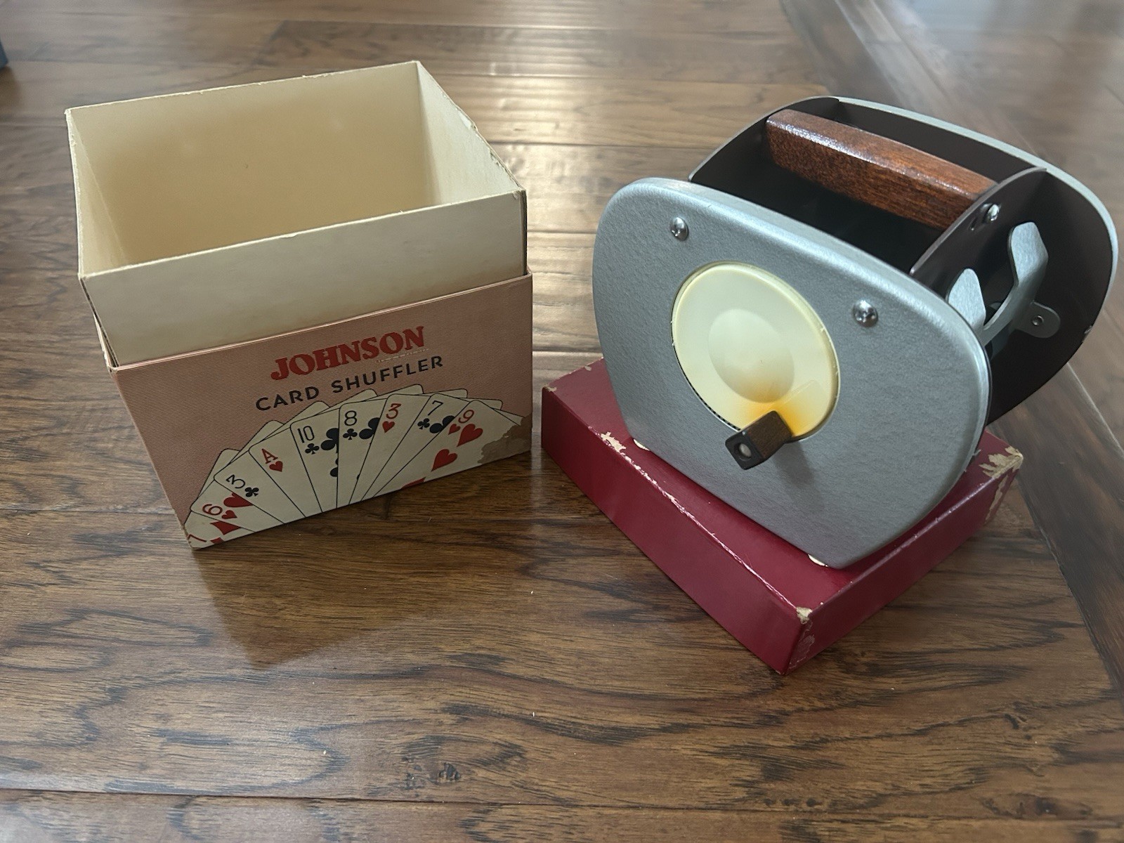 Vintage Johnson Model 50 Card Shuffler Working With Box & Instructions