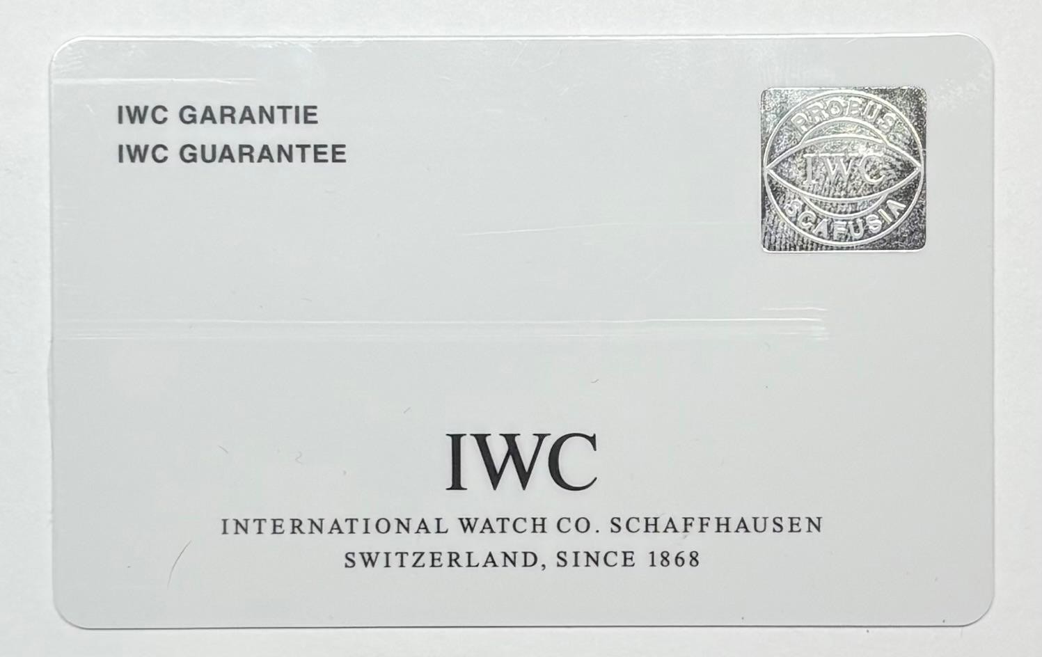 IWC IW326501 Pilot\'s Mark XVII Warranty Certificate Guarantee 2012 5 Serial Cert