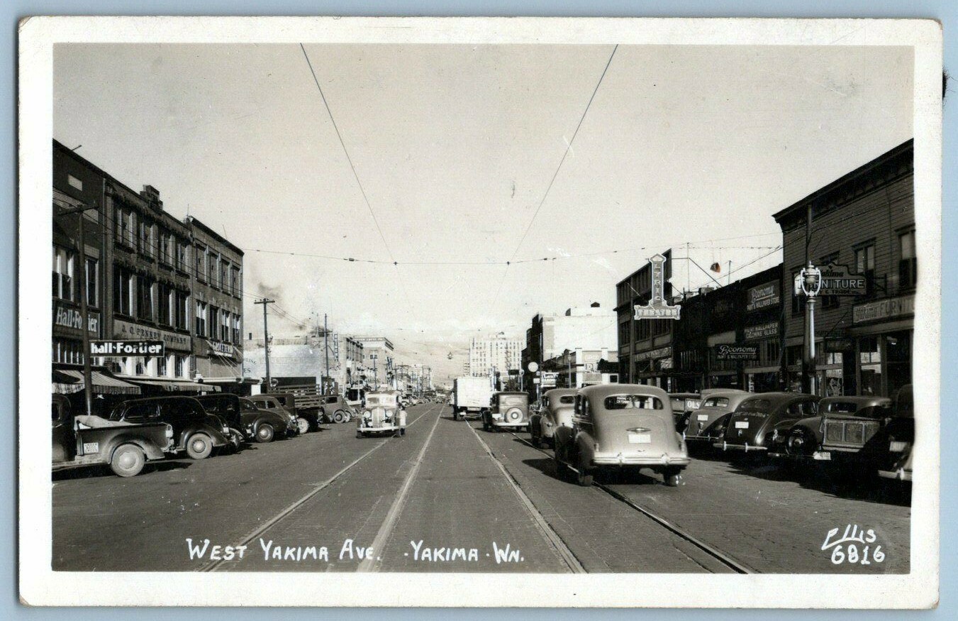 Vintage RPPC Postcard West Yakima Avenue Street View Yakima Washington
