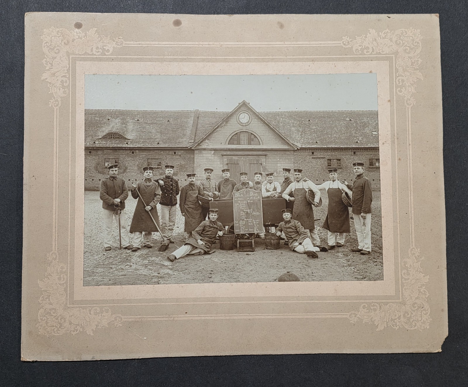 1904 WWI Imperial German Army Large Barracks Stable Duty Photo on Board Potsdam