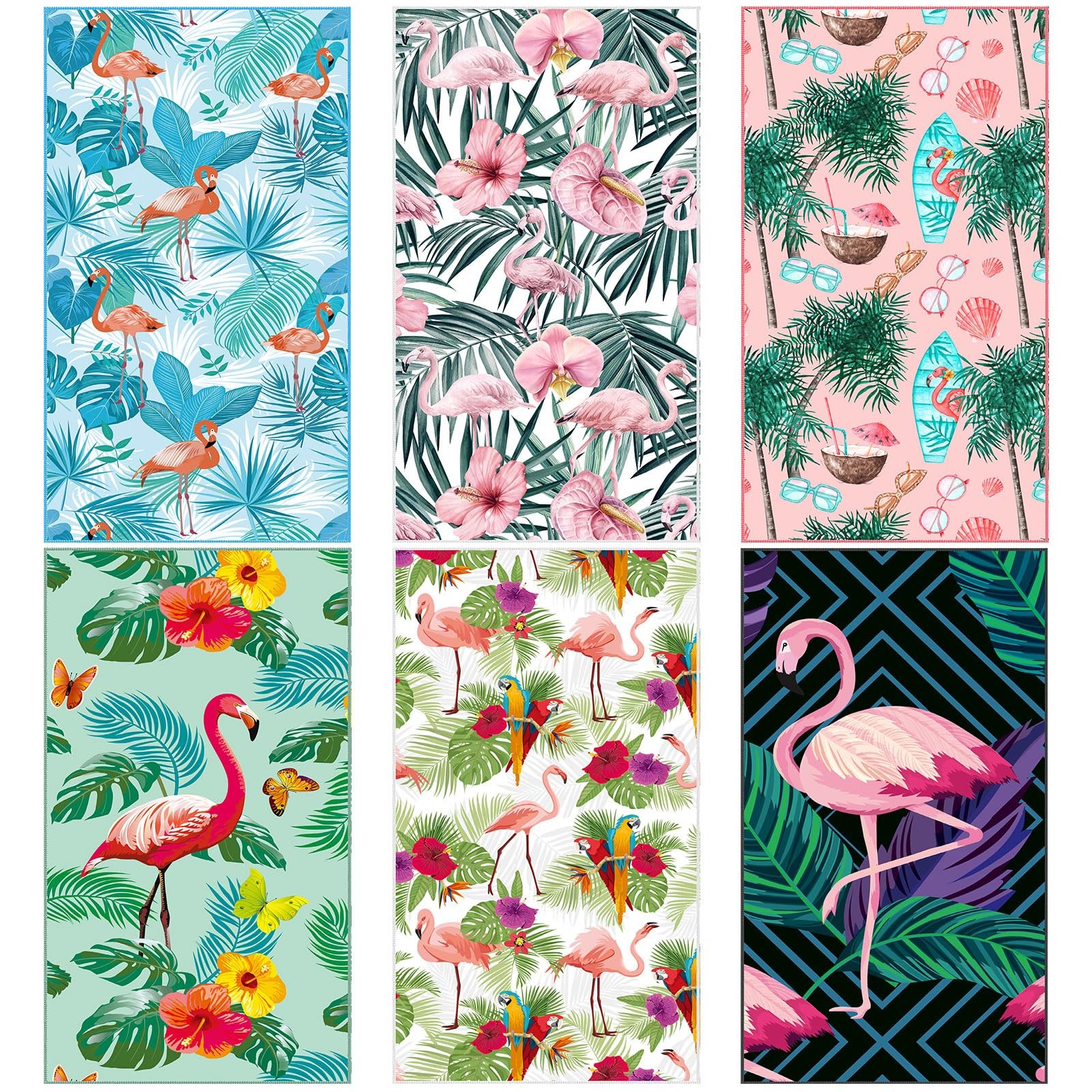 Fuweave 6 Pcs 72 X 36 Microfiber Oversized Beach Towels Large Absorbent Thin