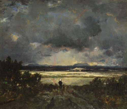 Oil painting Sunset-in-the-Auvergne-Theodore-Rousseau-oil-painting Sunset-in-the