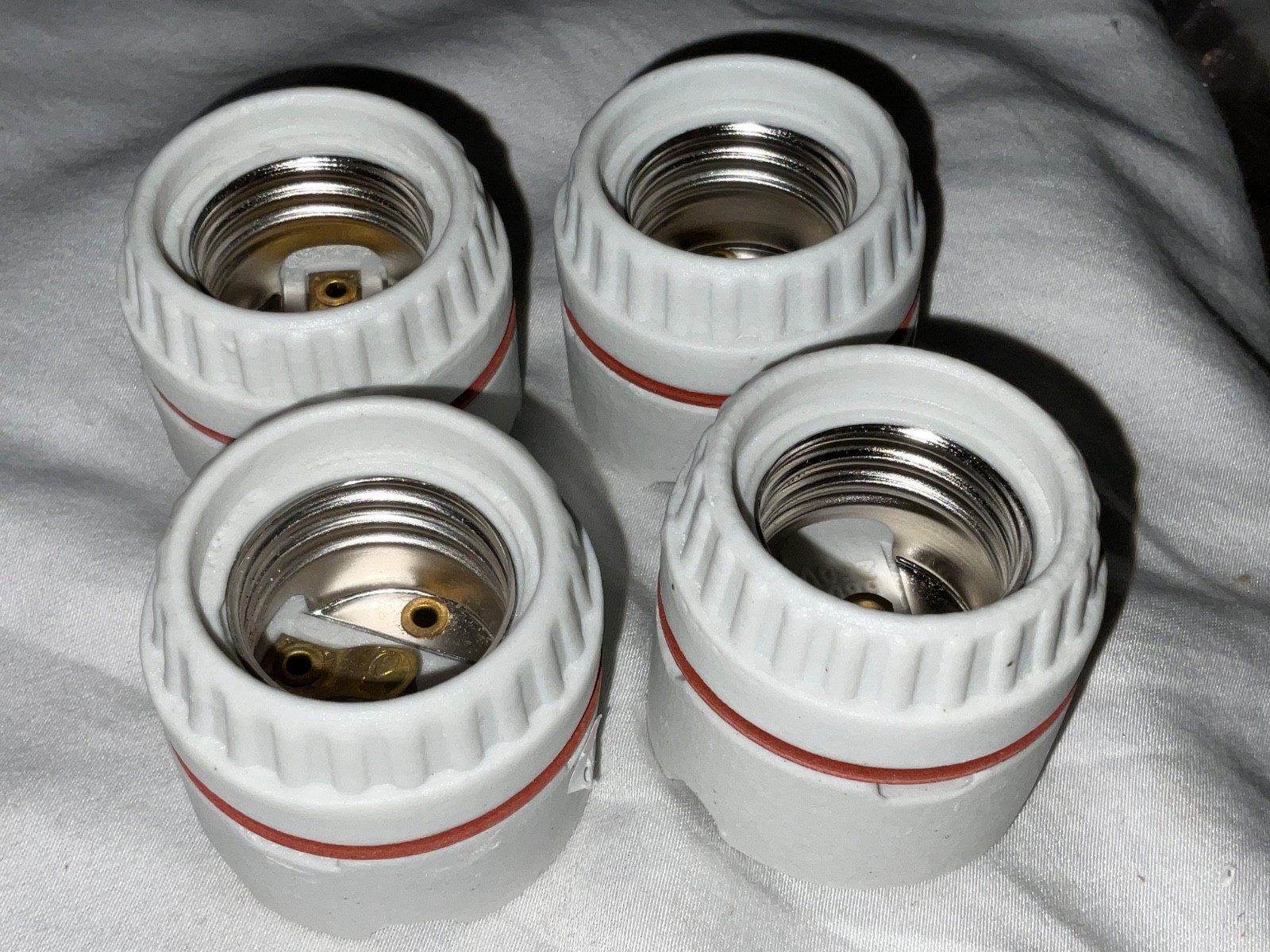 LOT 4 ADR MEDIUM BASE SOCKET SIGN RECEPTACLE UNGLAZED PORCELAIN 2 PC 1-7/16”