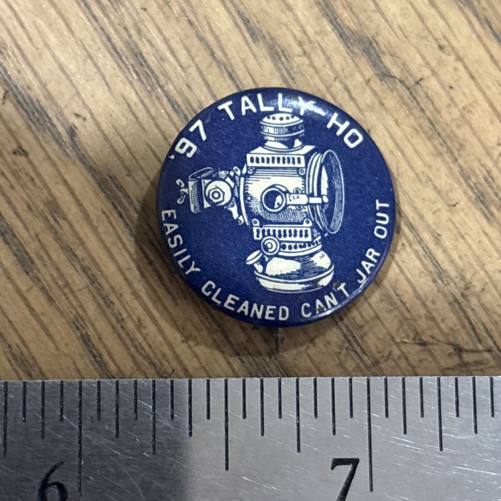 Rare 1897 Tally-Ho Bicycle Lamp Light Advertising Pinback Button Whitehead Hoag