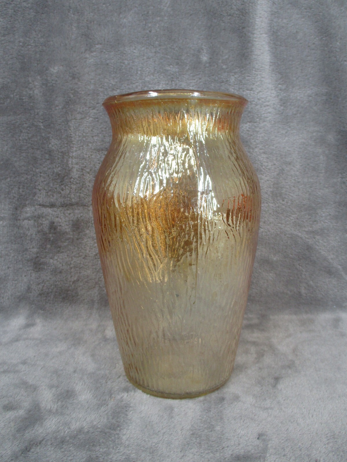 Jeannette Vase Marigold Carnival Glass Tree Bark Design 7