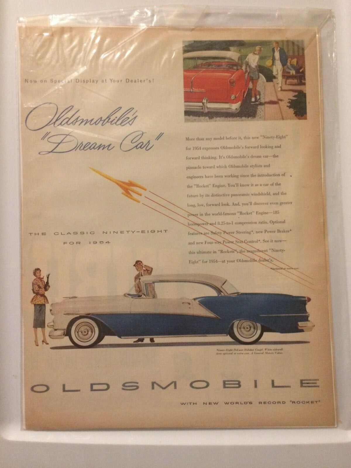 Vintage 1954 GM Oldsmobile 98 Deluxe Coupe Car Full Page Magazine Ads Lot of 2