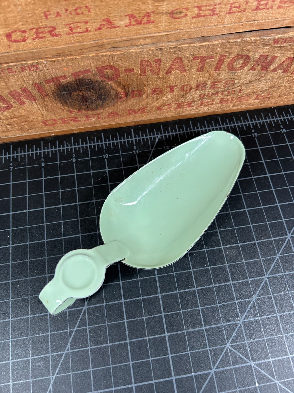 Antique Green Enamel Scoop 7\