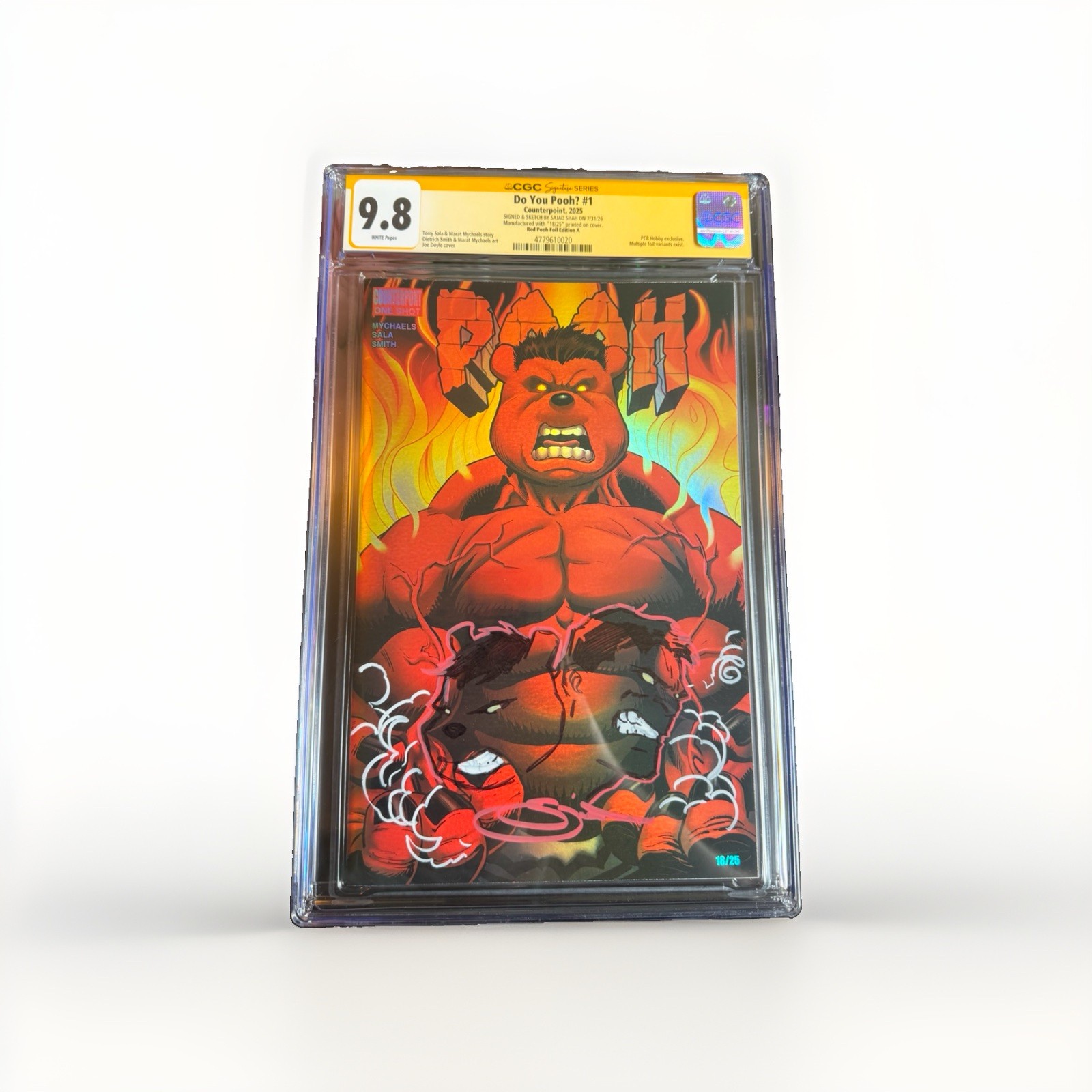 Do You Pooh?#1 Foil Red Hulk-CGC 9.8-Signed & 1-of-1 Sketched-Sajad Shah-#18/25