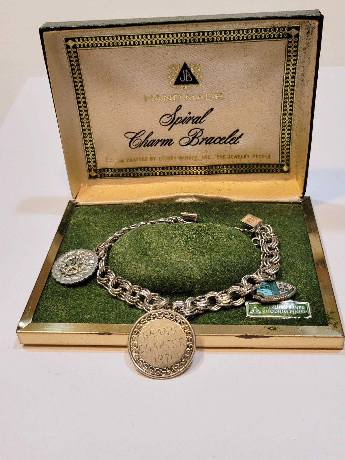 JB Sterling Eastern Star Bracelet Grand Chapter 1971 Austin TX Original Box J18
