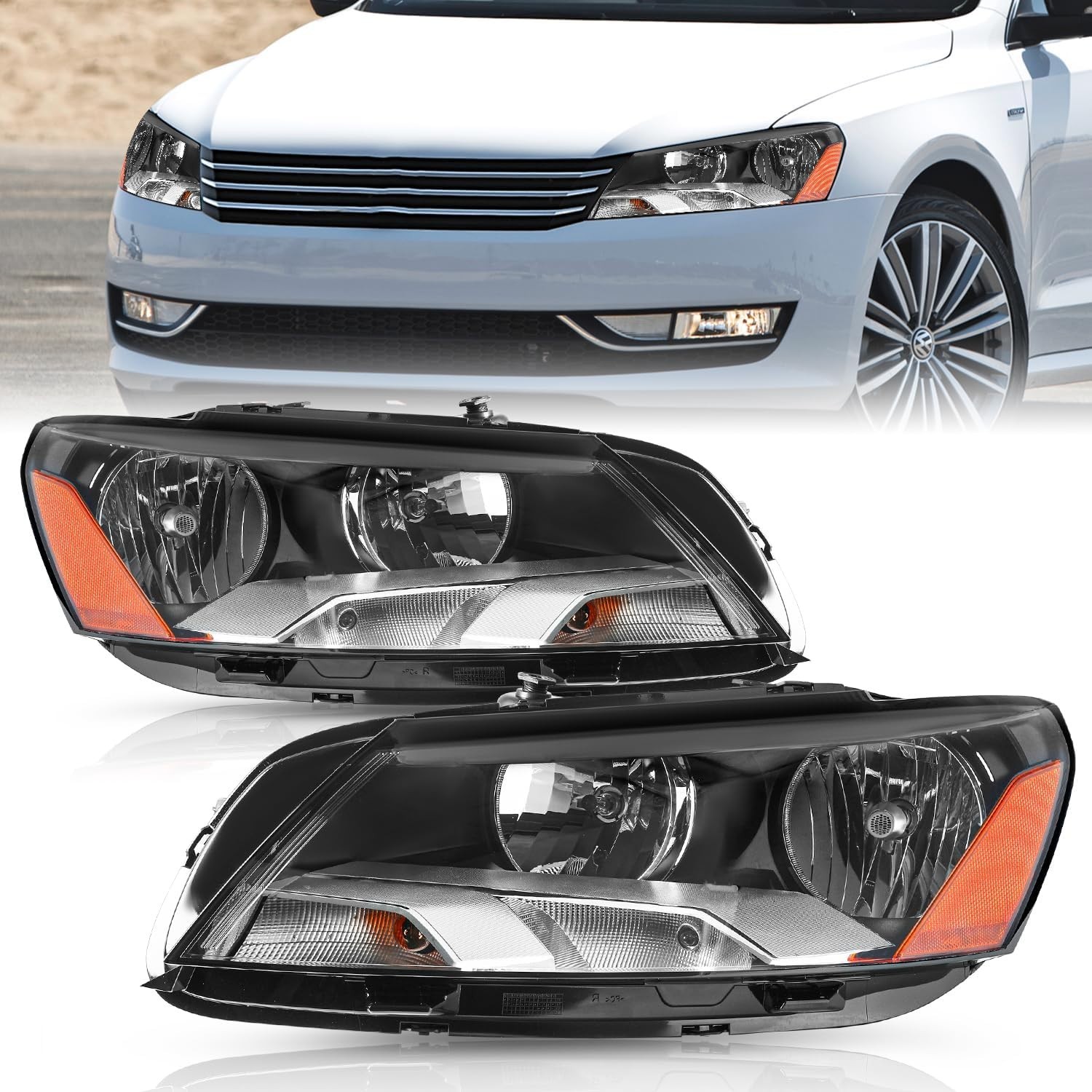 Headlight Assembly 2012 2013 2014 2015 VW Passat OEM 6 Pin Headlamps 1 Pair Left