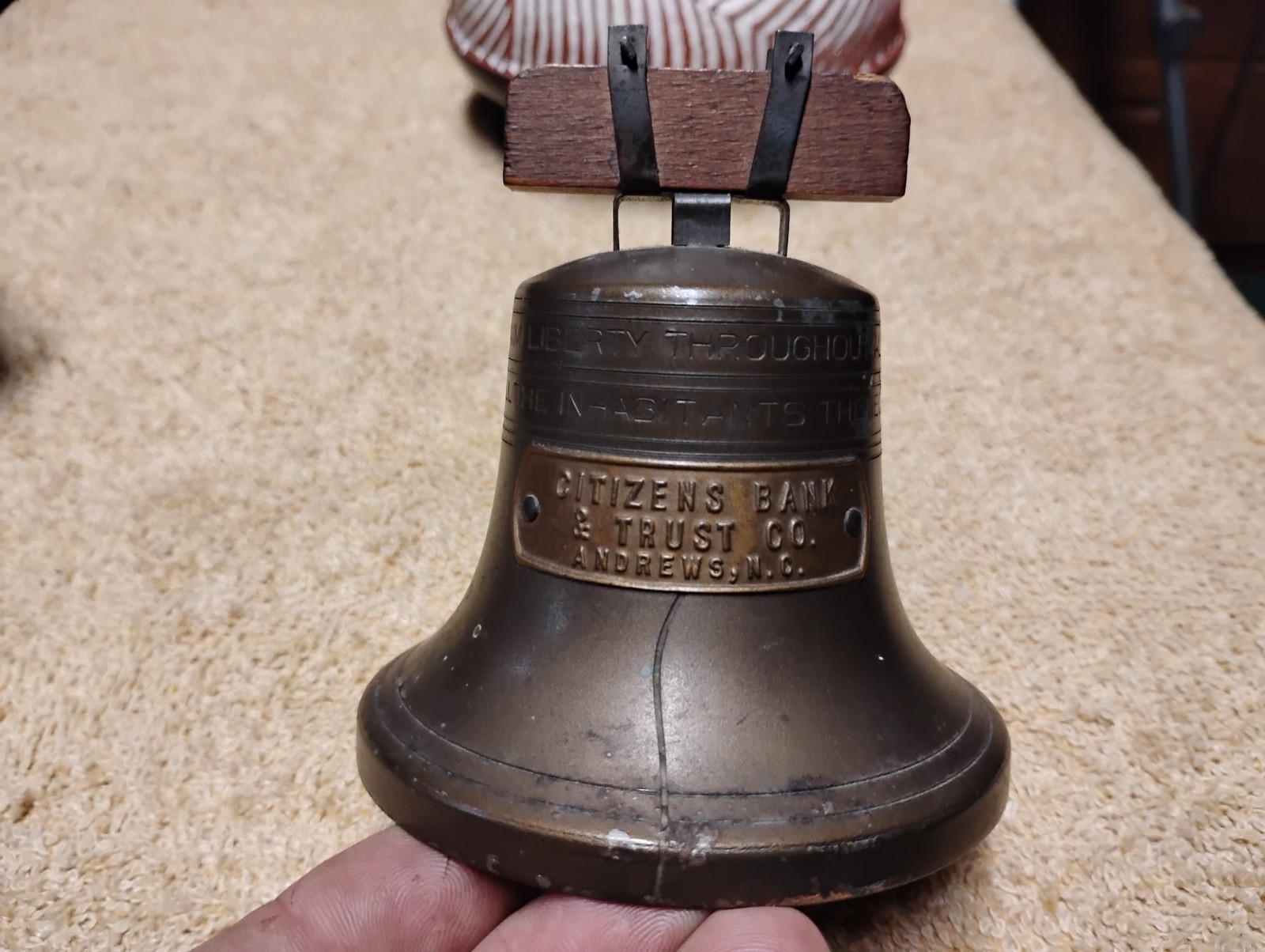 Vintage Liberty Bell Bank Citizens Bank and Trust Andrews N.C. w/key