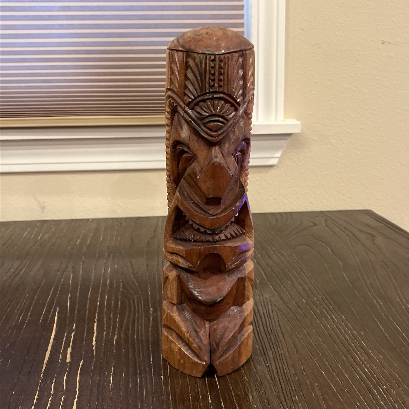 Vtg Hand Carved Wood Tiki God Totem Statue Tonga Bar Art 10