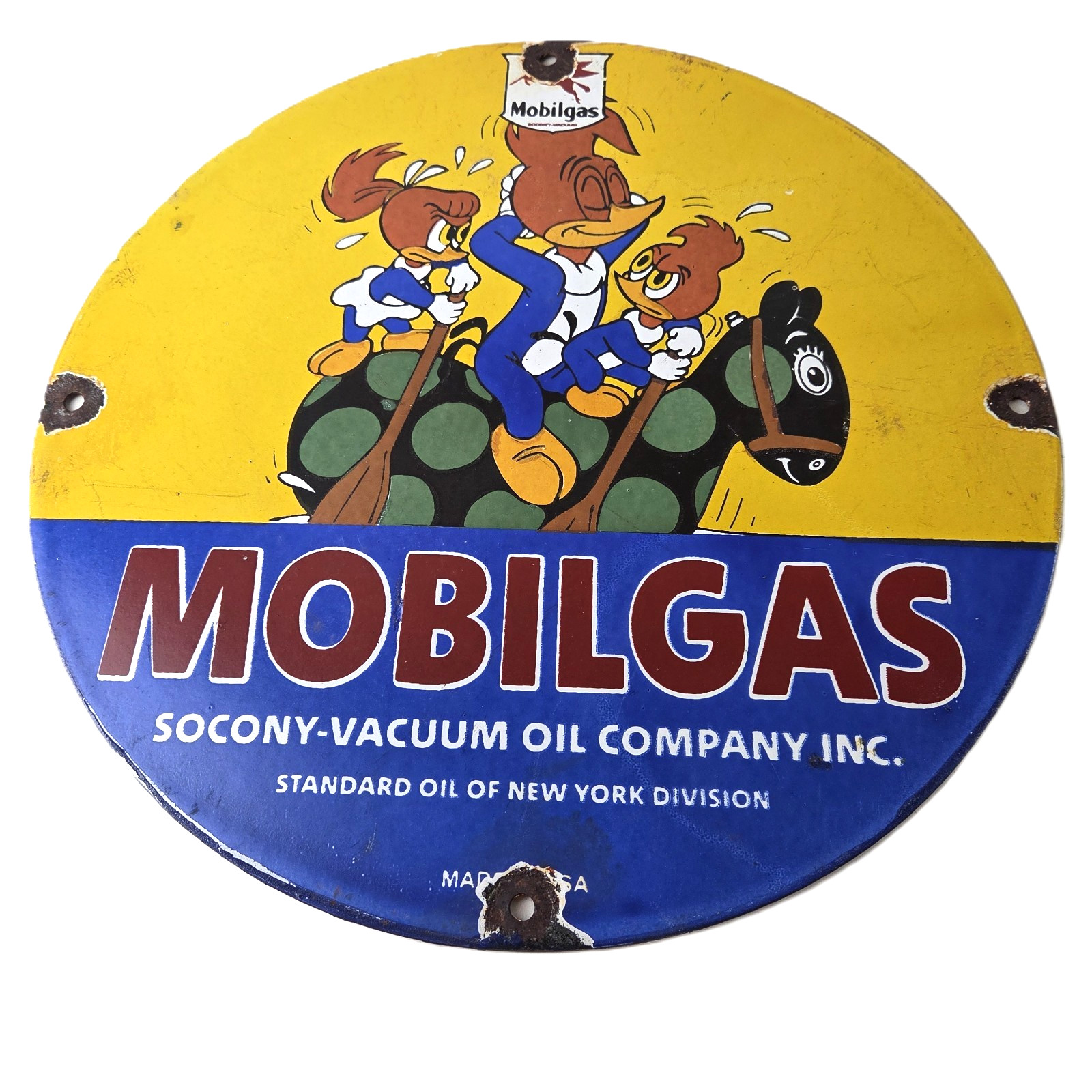 Vintage Mobil Gasoline Sign - Mobilgas Socony Gas Pump Plate Porcelain Sign