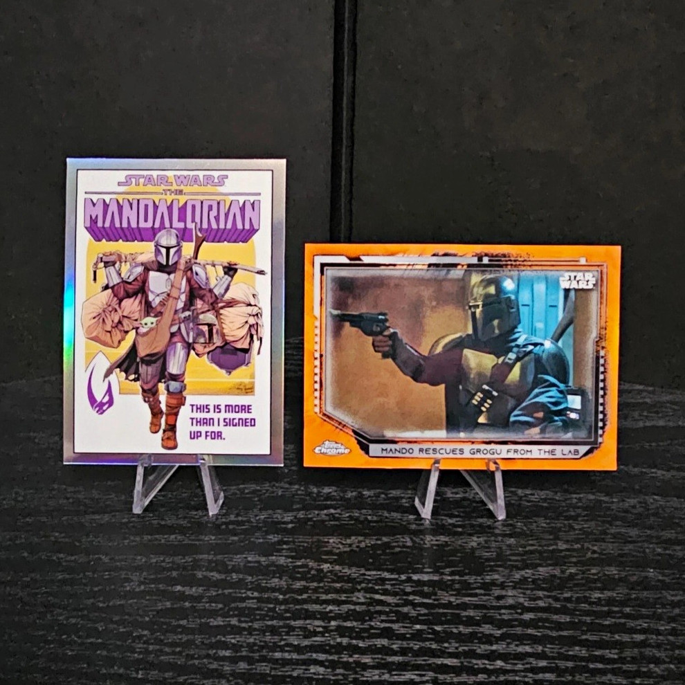 2021 Topps Star Wars chrome orange parallel and Mandalorian  Artwork 