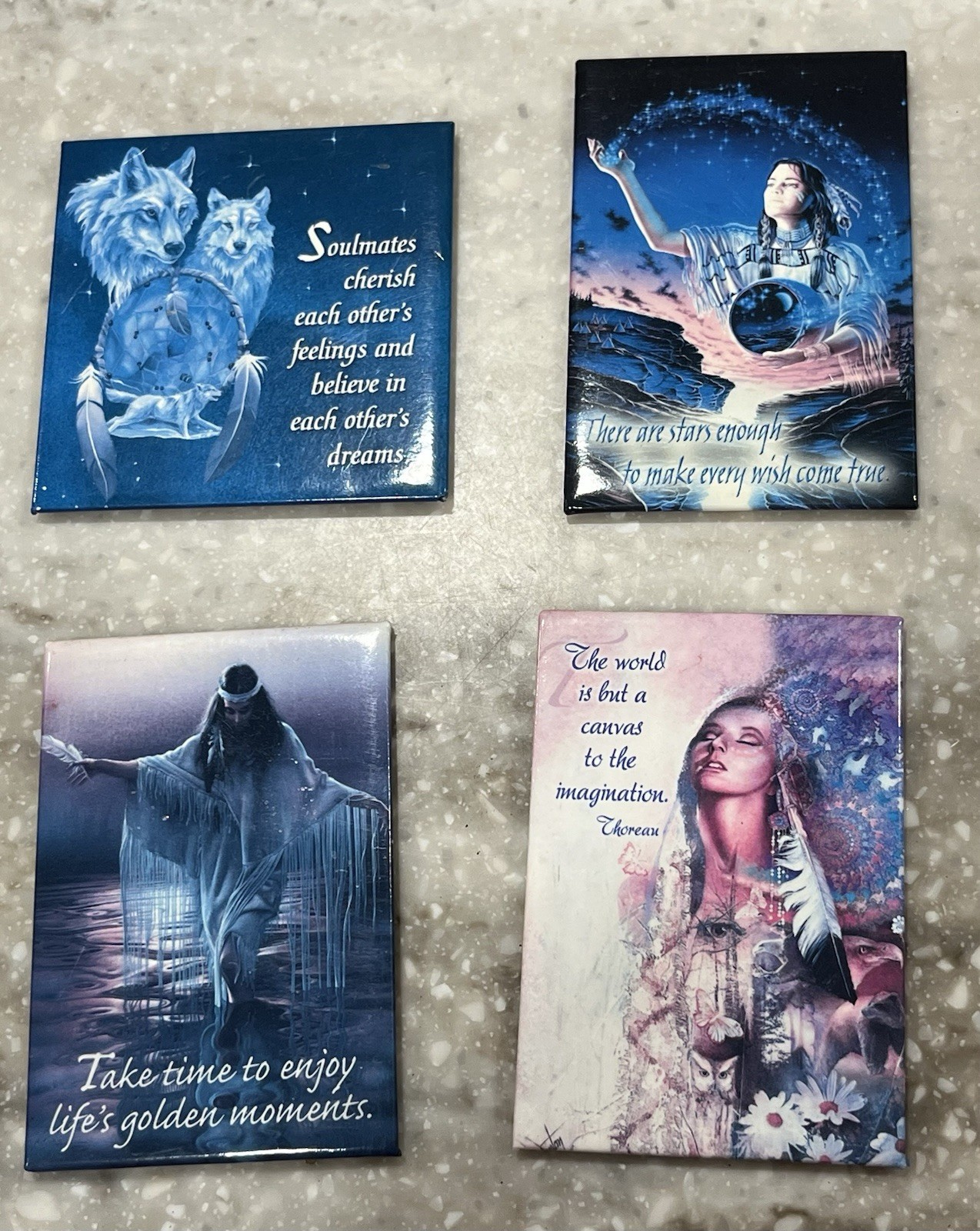 Vintage 1970’s Refrigerator Magnets Native American Inspirational Quote