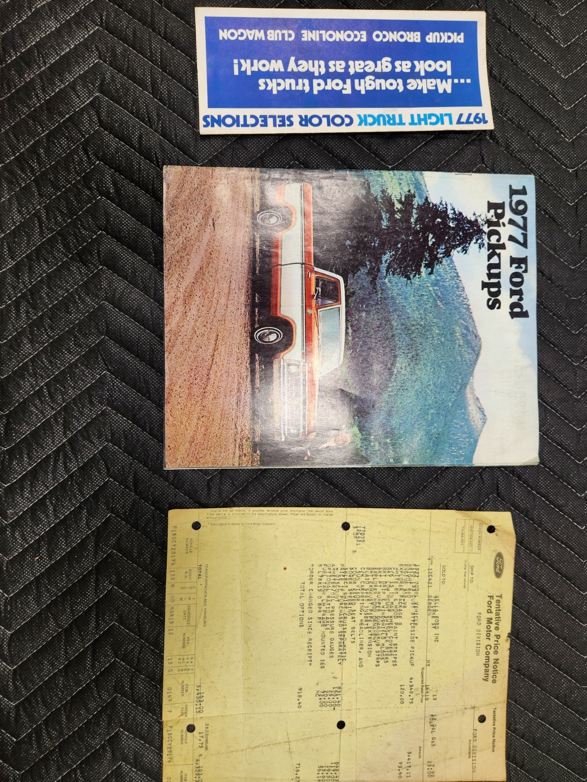 1977 Ford F150 Pickup Sales Brochure Dealer Invoice & Color Chart Explorer Pkg B
