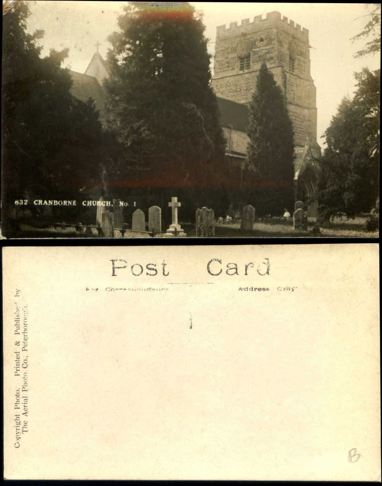 Cranborne Church No 1 and cemetery East Dorset England UK RPPC