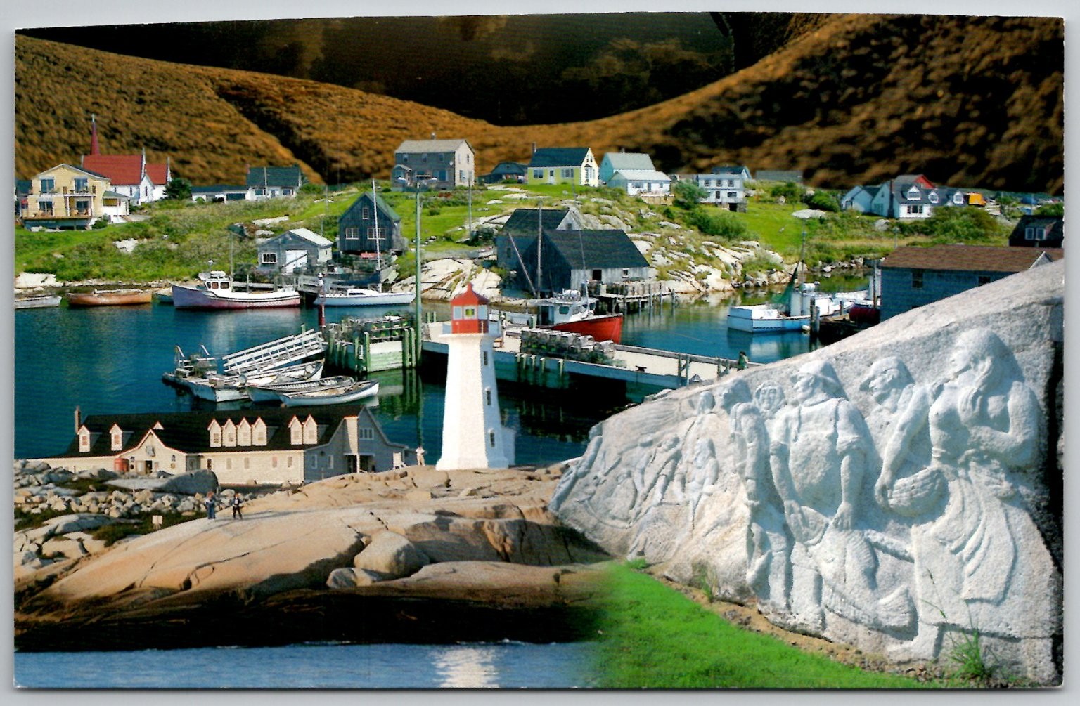 Peggy\'s Cove Nova Scotia Lighthouse & Fishermen\'s Monument Postcard