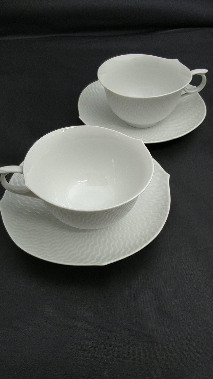 MEISSEN Wave Play Cup & Saucer Pair