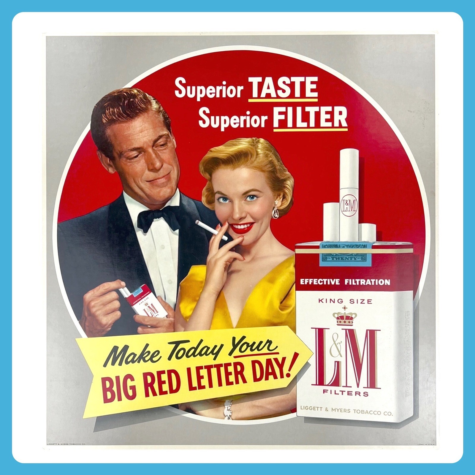 1950s L&M Cigarettes Vintage Advertising Sign 22