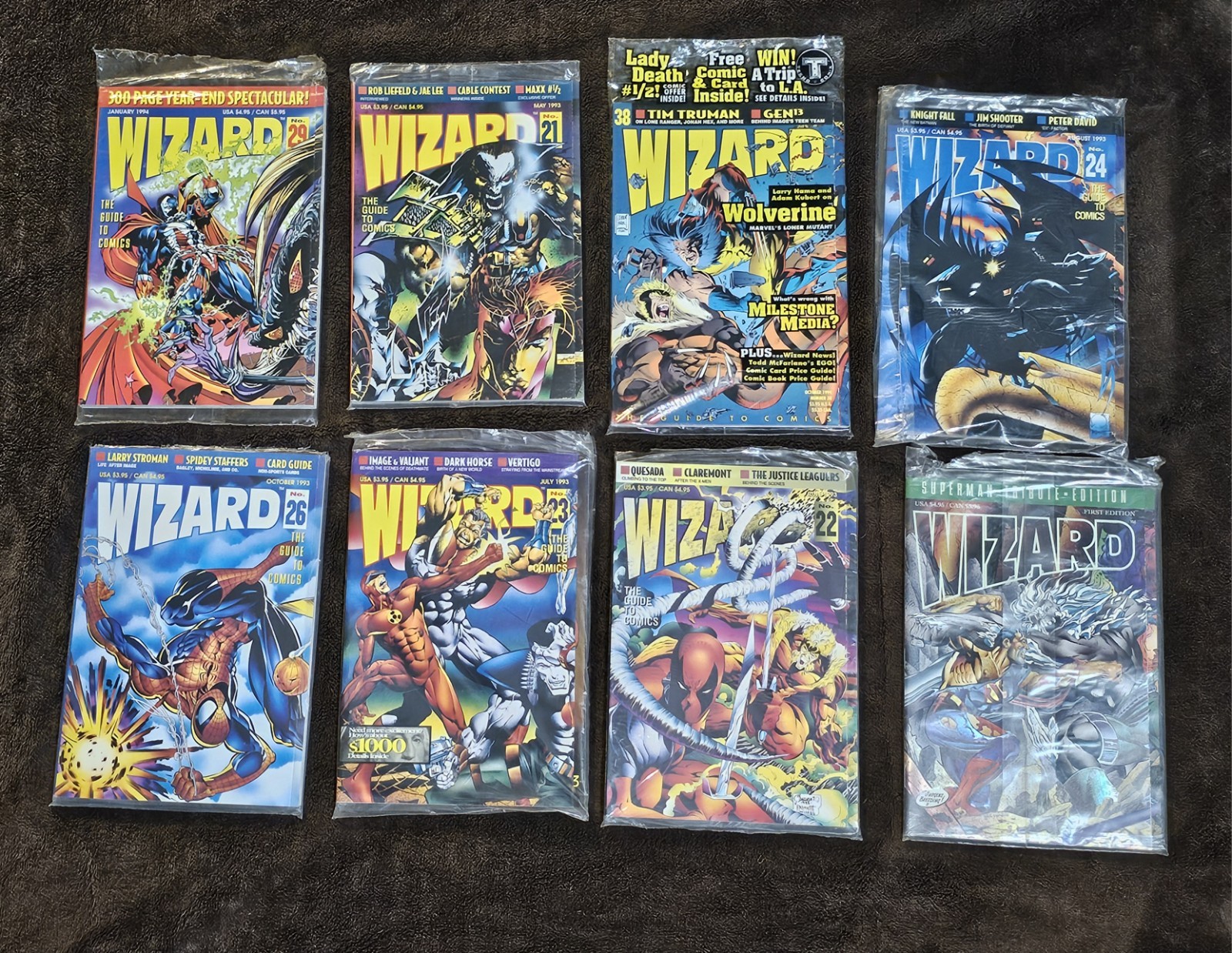 Wizard Comics Magazines Lot Of 8 Mixed Years 93-94 Wolverine Spiderman Superman 