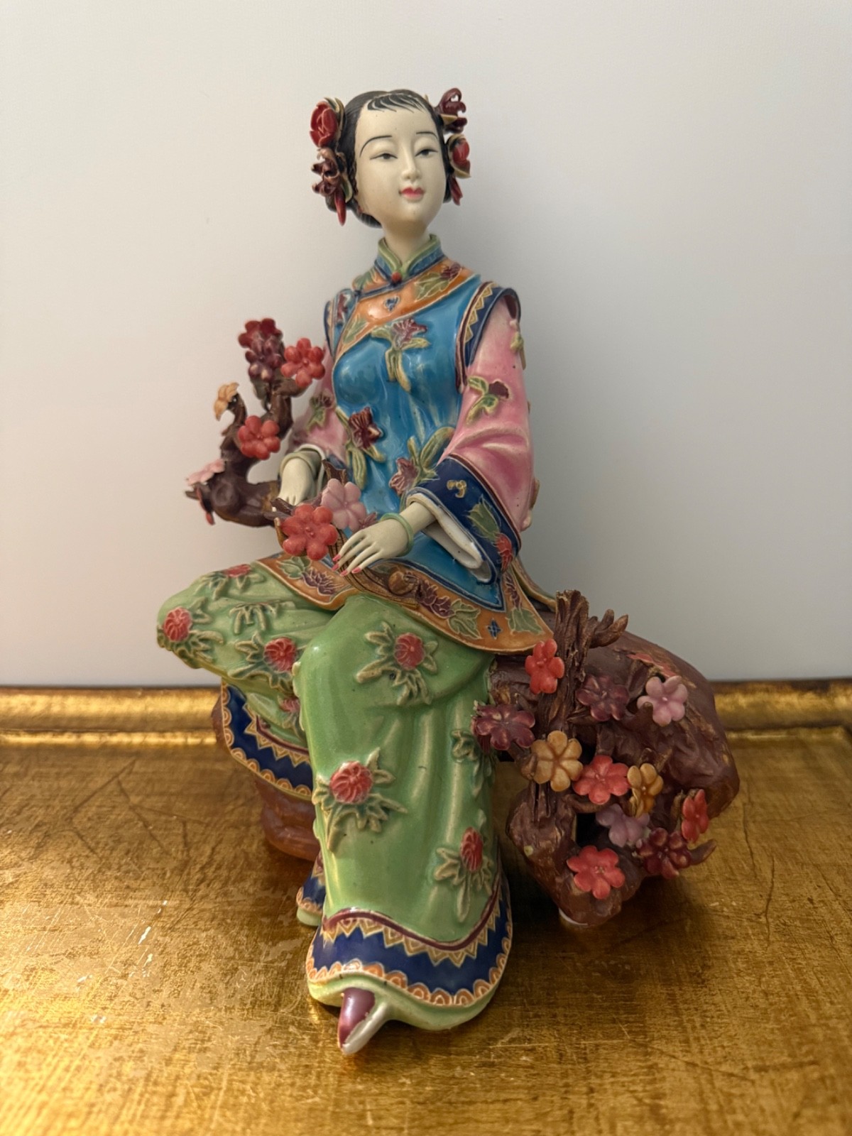Chinese Wucai Porcelain Figurines “ Classical Beauty”
