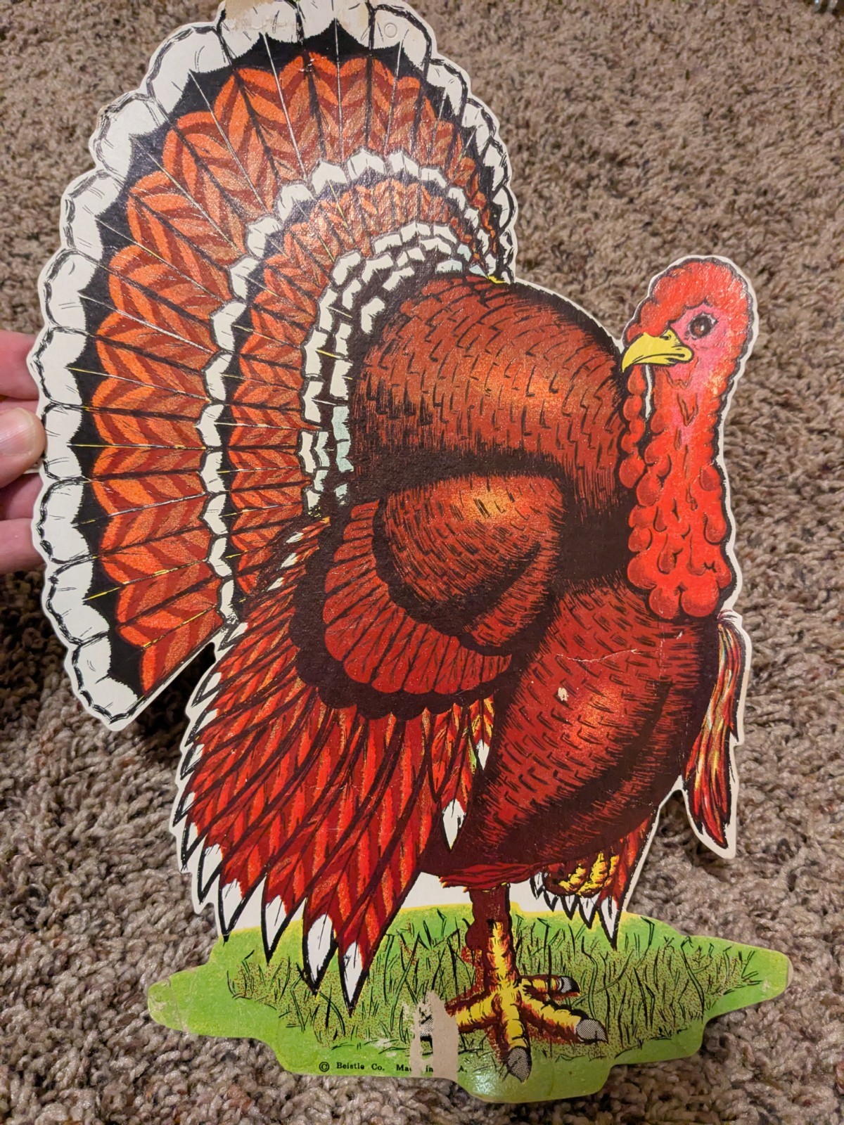 Vintage 1970\'s Beistle Die Cut Turkey Thanksgiving Decoration 12\