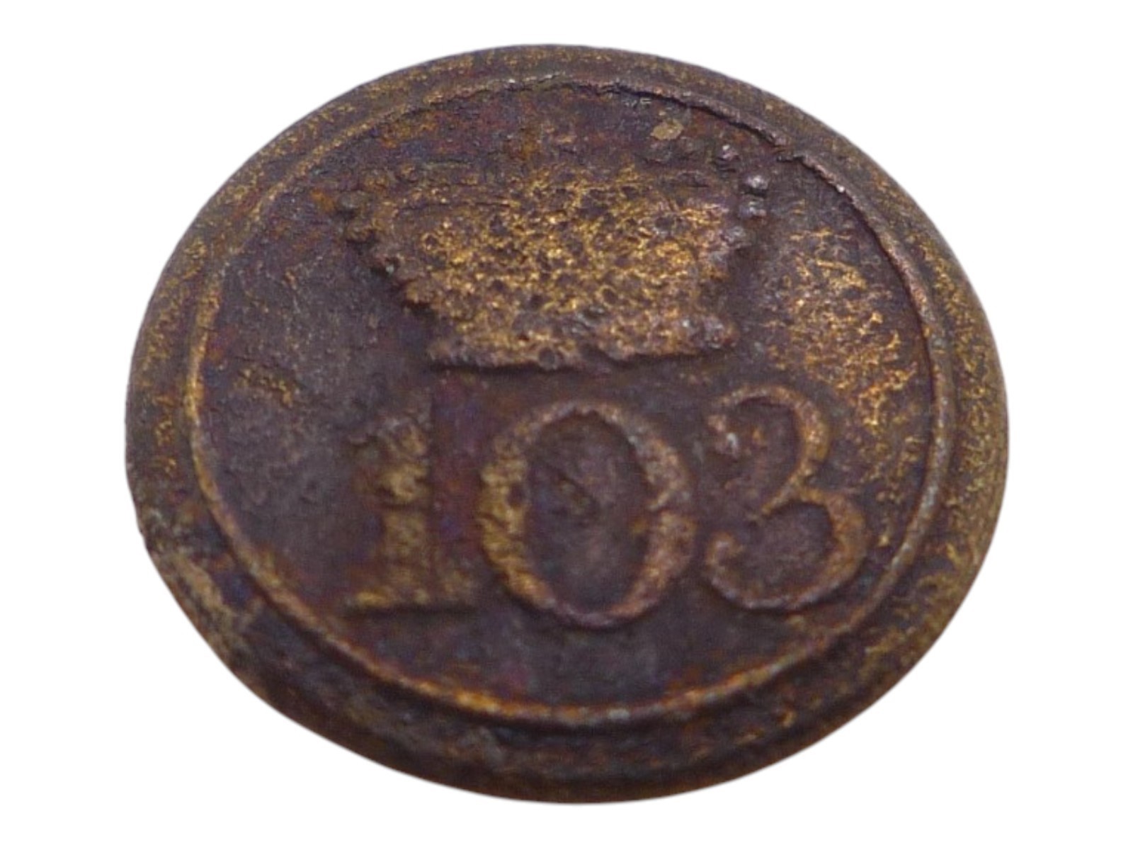 RARE WAR OF 1812 Era CANADIAN British  103rd Regiment Button