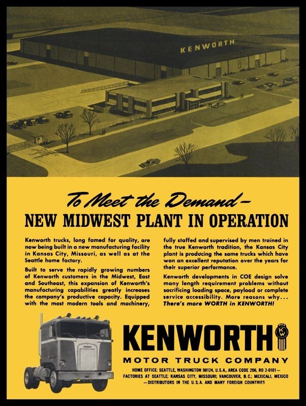 1964 Kenworth Trucks, Kansas City Factory Pic NEW Metal Sign: 12x16\