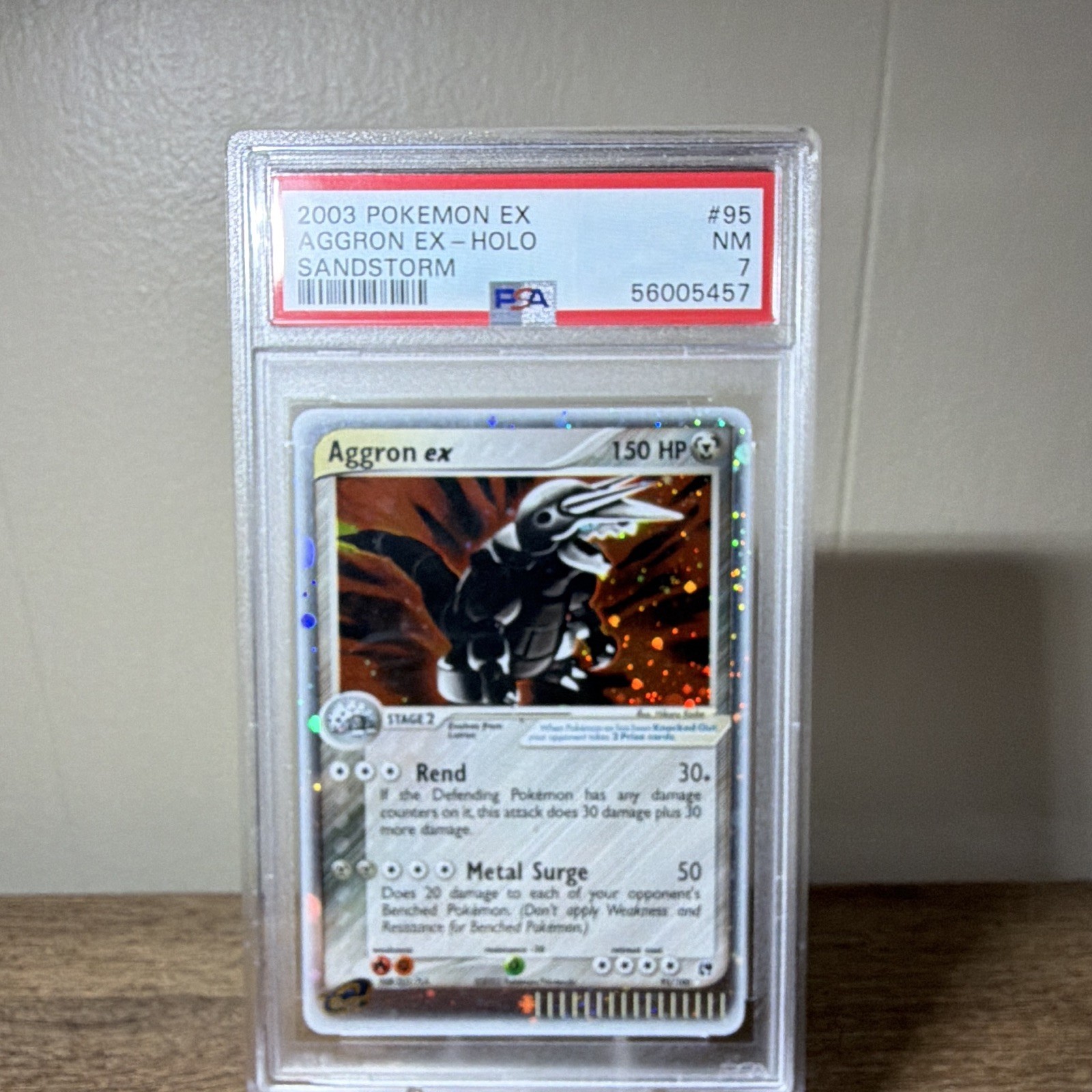Pokémon 2003 EX Sandstorm Aggron ex Holo PSA 7 #95/100 56005457