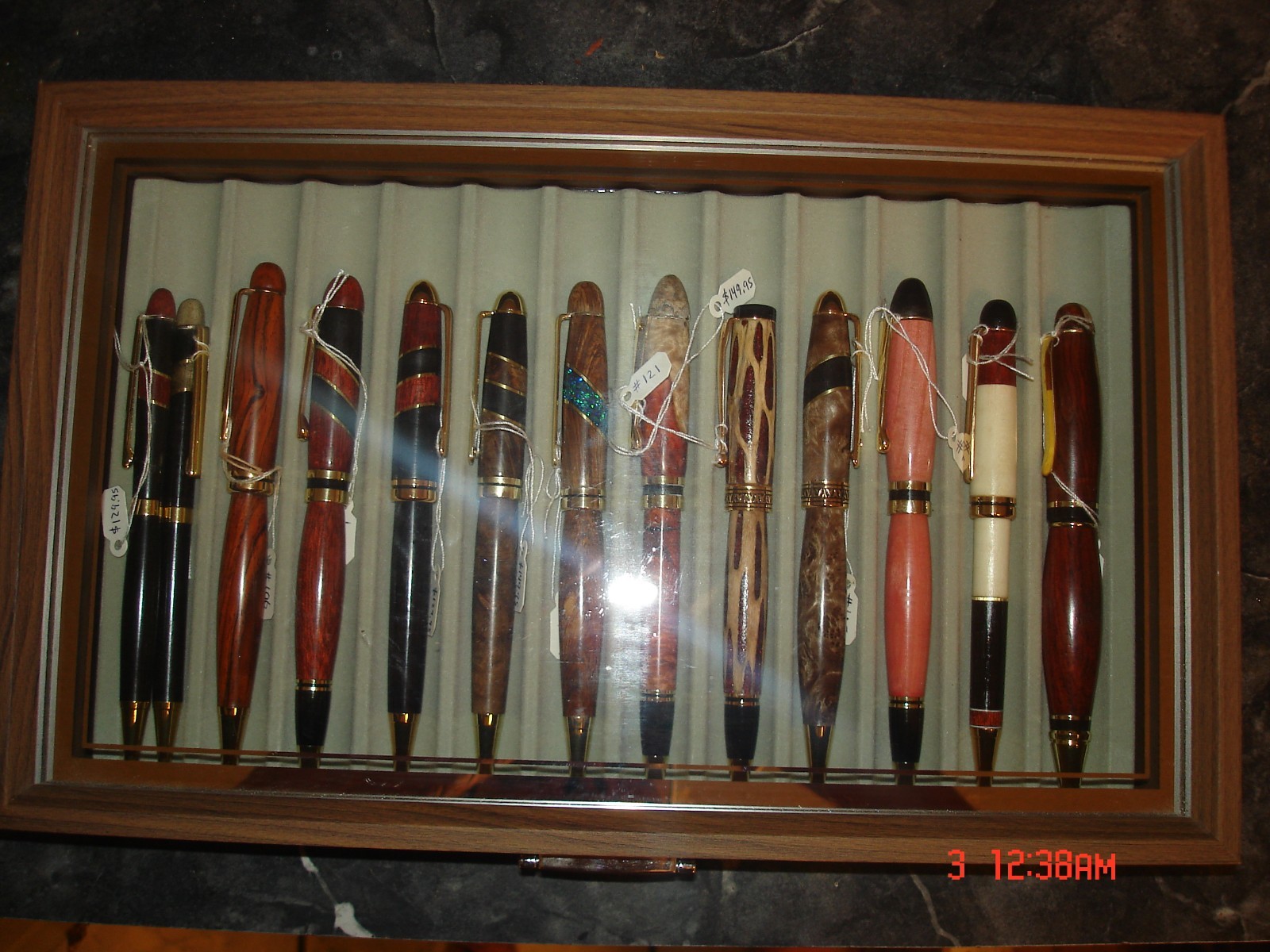 Beautiful Elegant Wooden 12 slot Ink Pen Display Case