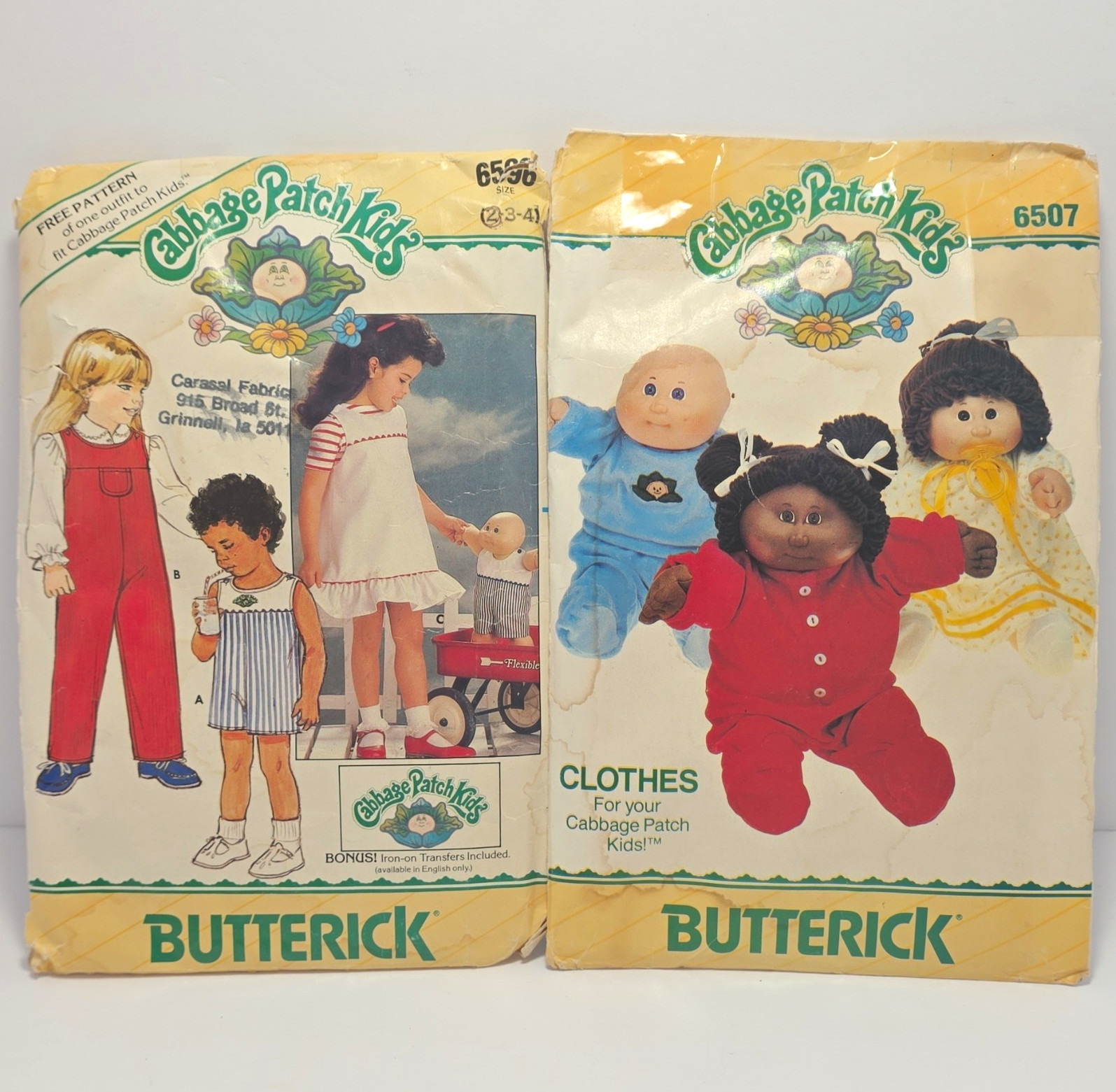 Vintage 1984 Butterick Cabbage Patch Kids Sewing Patterns 6507 6596 Lot of 2