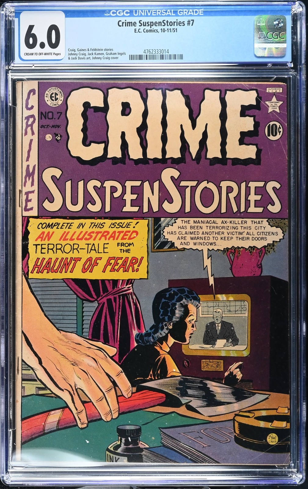 Crime Suspenstories #7 CGC FN 6.0 Cream To Off White EC 1951