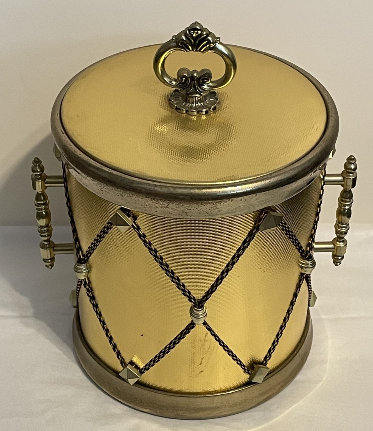 Vintage Gold tone Ice Bucket with handles and lid, MCM Preowned