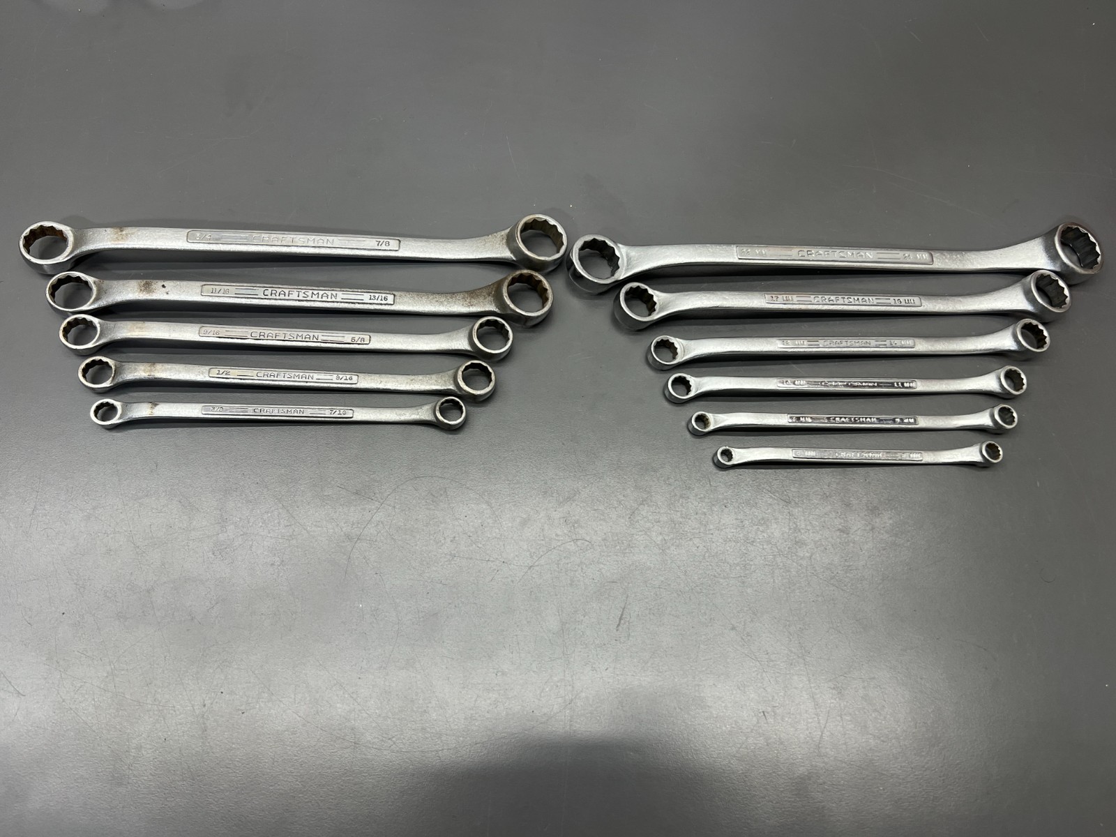 (i) VINTAGE CRAFTSMAN =V= 11pc OFFSET BOX WRENCH SET SAE & METRIC - VGC - USA