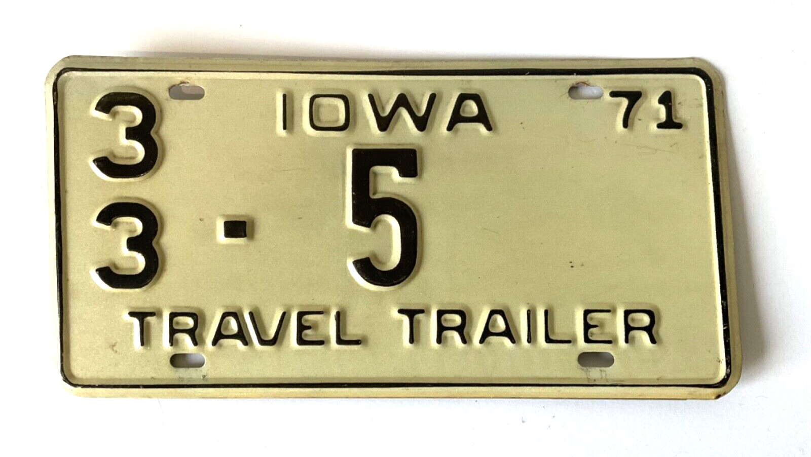 Rare 1971 IOWA SINGLE DIGIT TRAVEL TRAILER License Plate ALL ORIGINAL #5