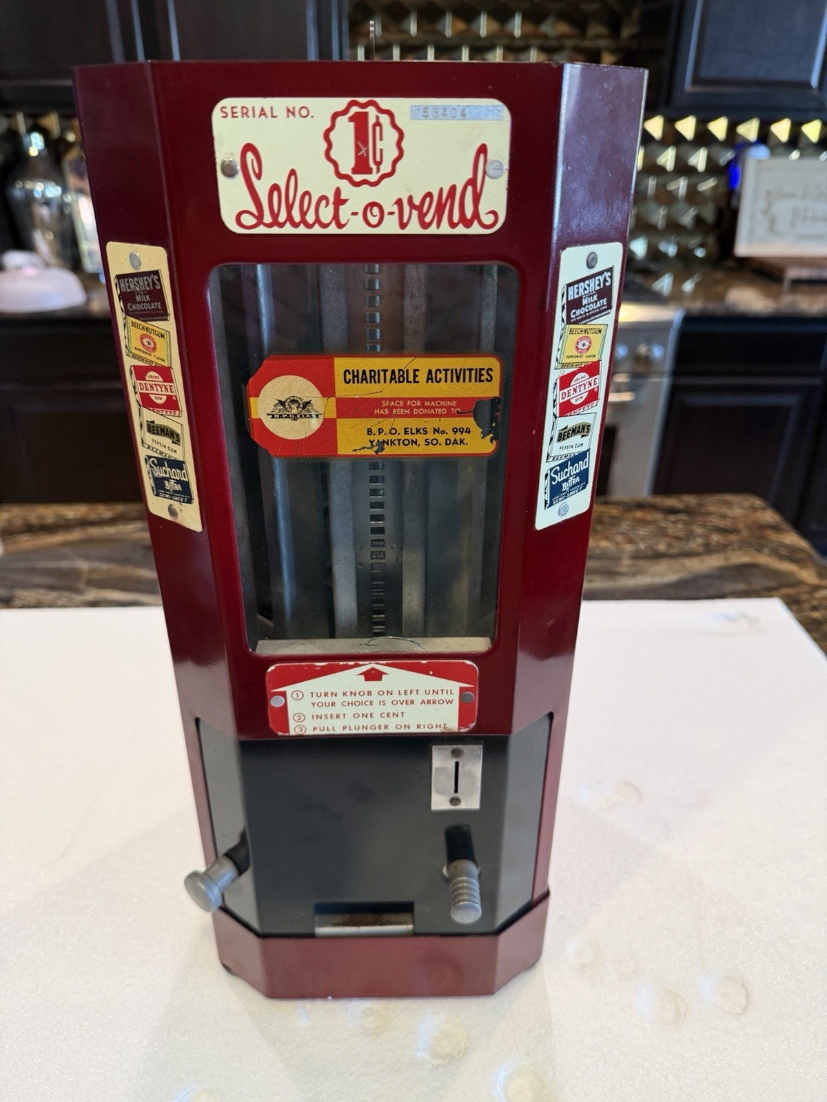 Select-O-Vend Multi-Vend 1c Gum Tablet Dispenser circa 1945