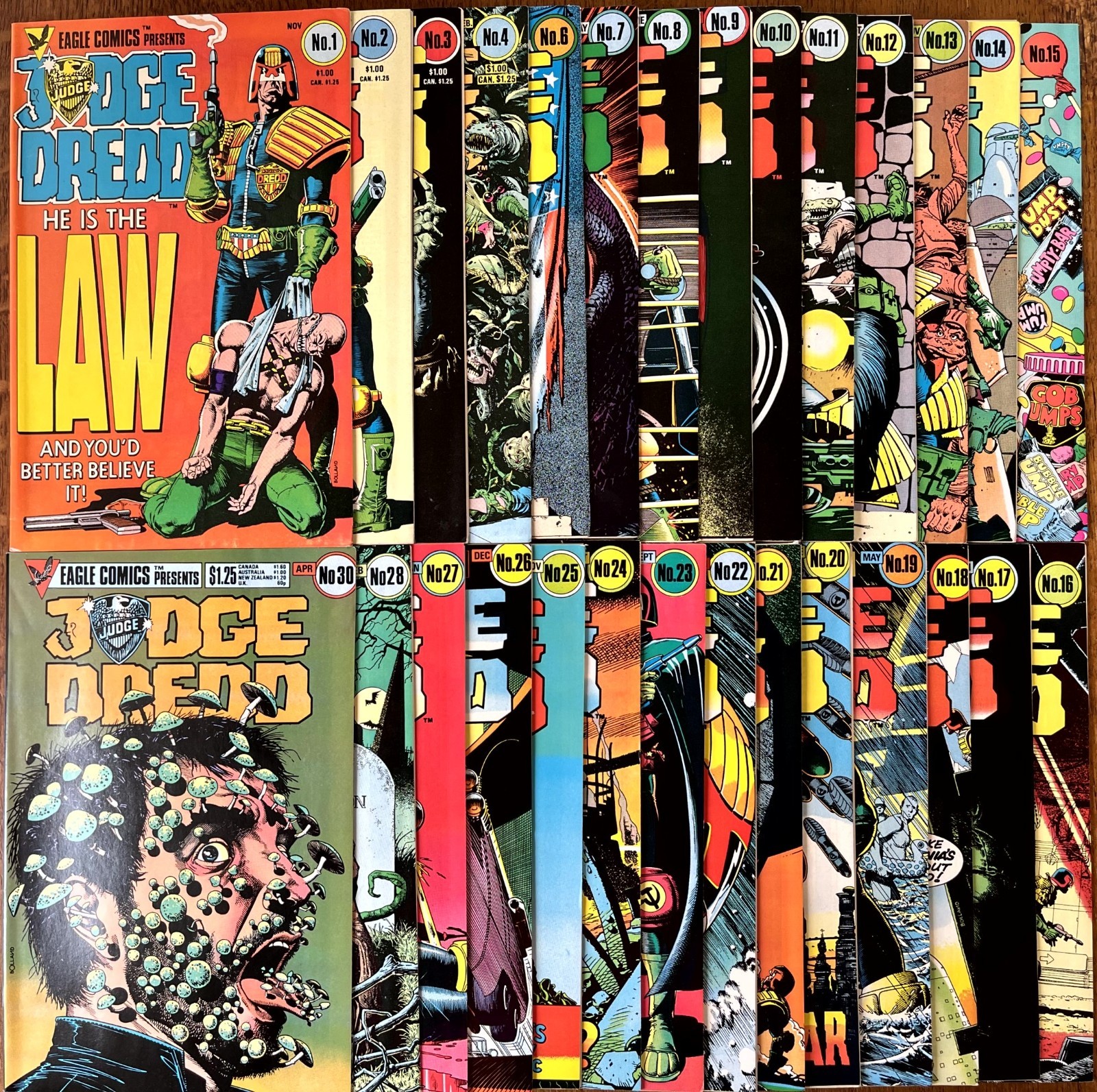 Judge Dredd 1-4, 6-28, 30 Run (1983) Eagle Comics Brian Bolland 1st US App FN/VF