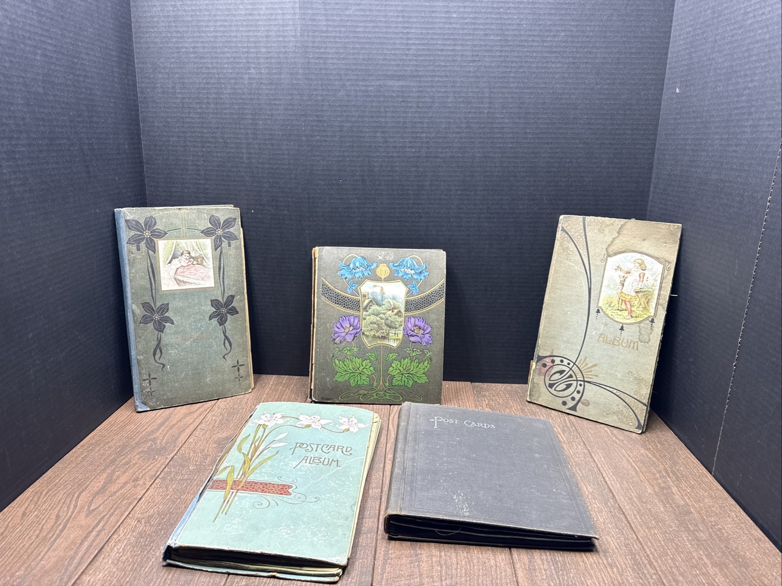 Lot Of 5 Vintage Post Card Albums Early 1900’s ( ALBUMS ONLY NO POST CARDS) 