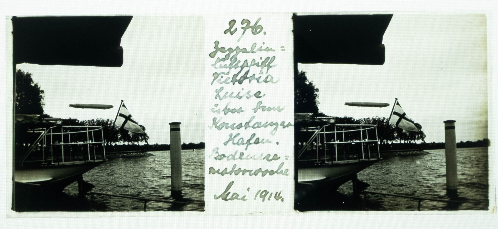 Zeppelin LZ 11 Victoria Luise Constance Lake Constance Port May 1914 Stereo Photo