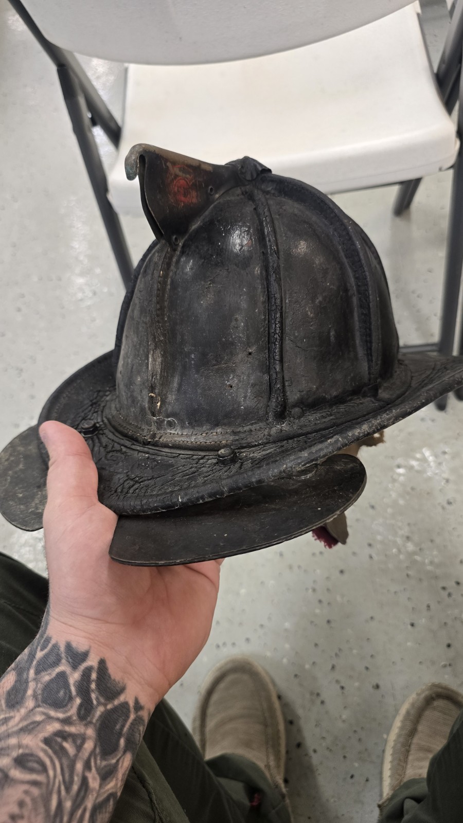 Vintage Cairns & Brother 5a New Yorker Leather Firefighter Helmet Date Code P