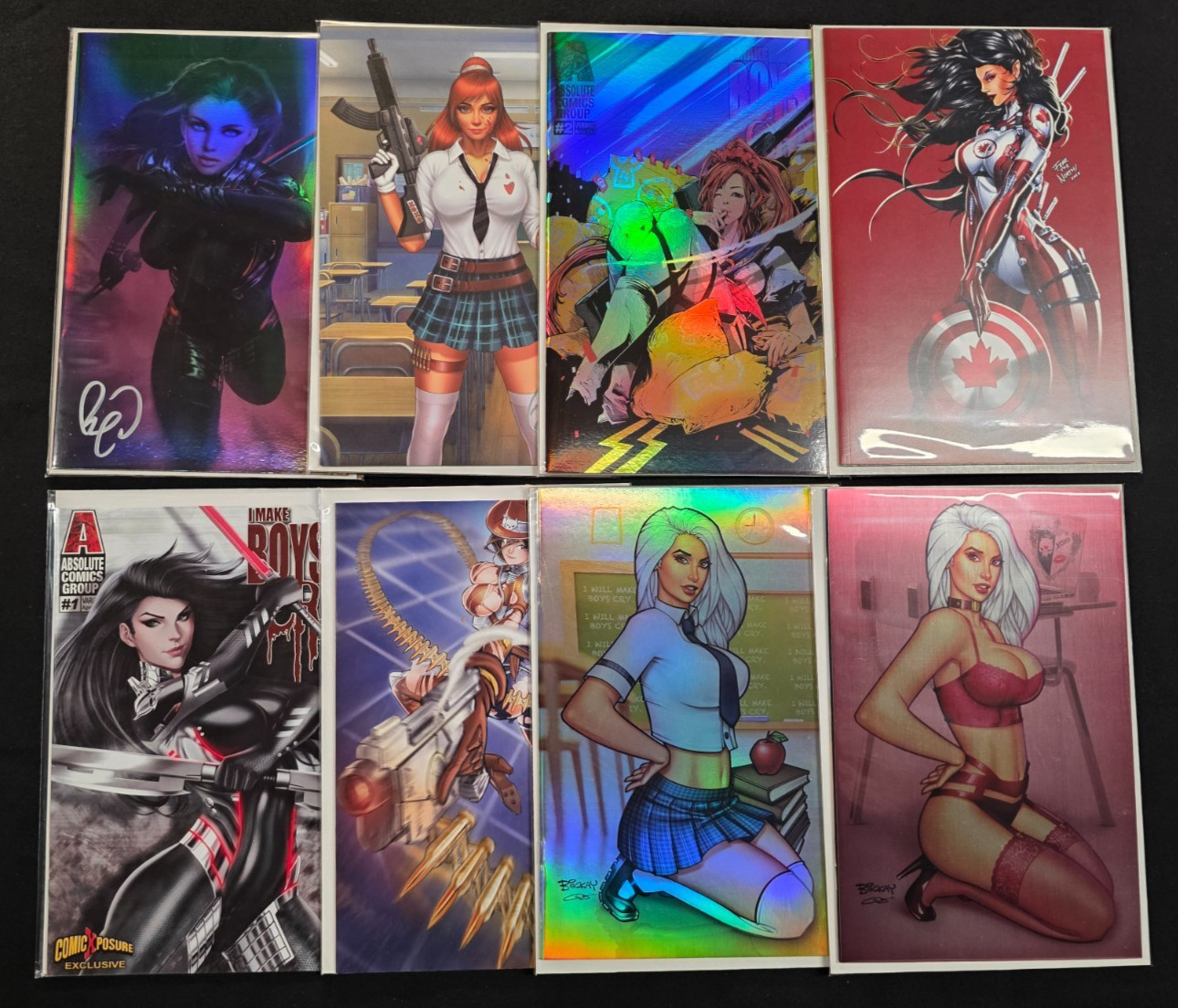 I MAKE BOYS CRY 1 2 3 LOT RARE Variant METAL FOIL Canada Tyndall SIGNED SET HTF
