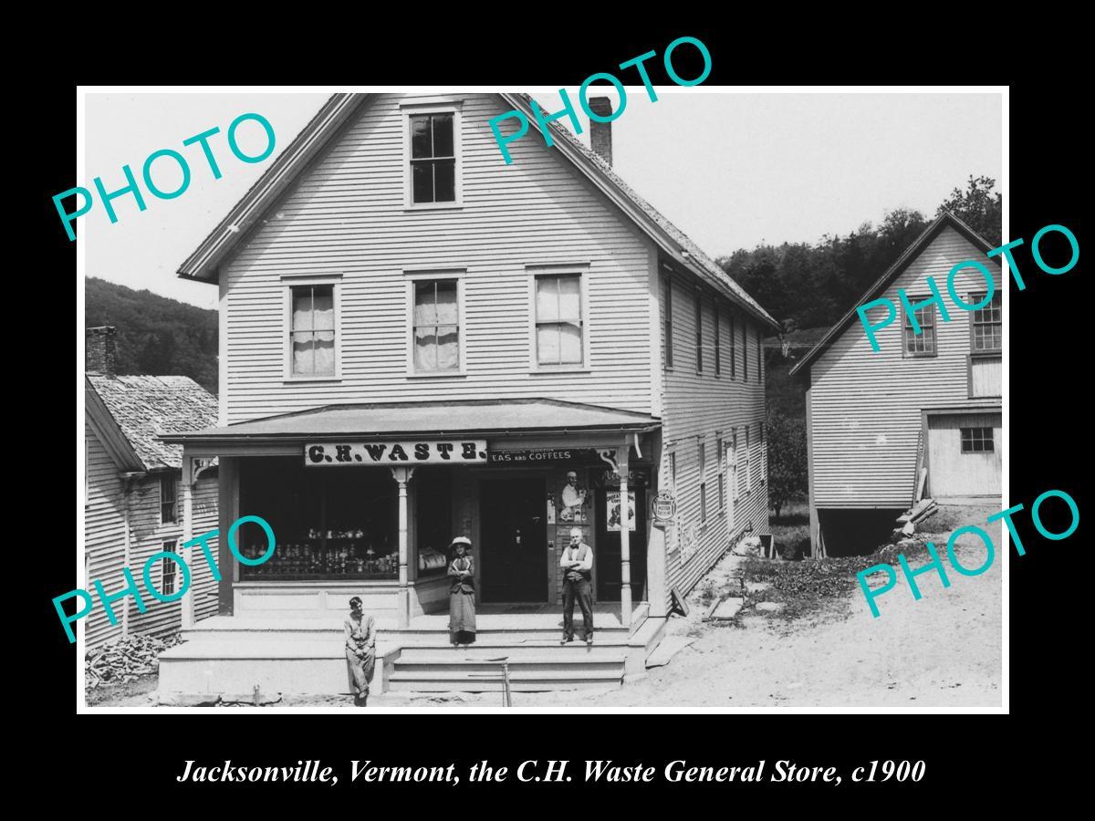 OLD LARGE HISTORIC PHOTO OF JACKSONVILLE VERMONT THE WASTE GENERAL STORE c1900