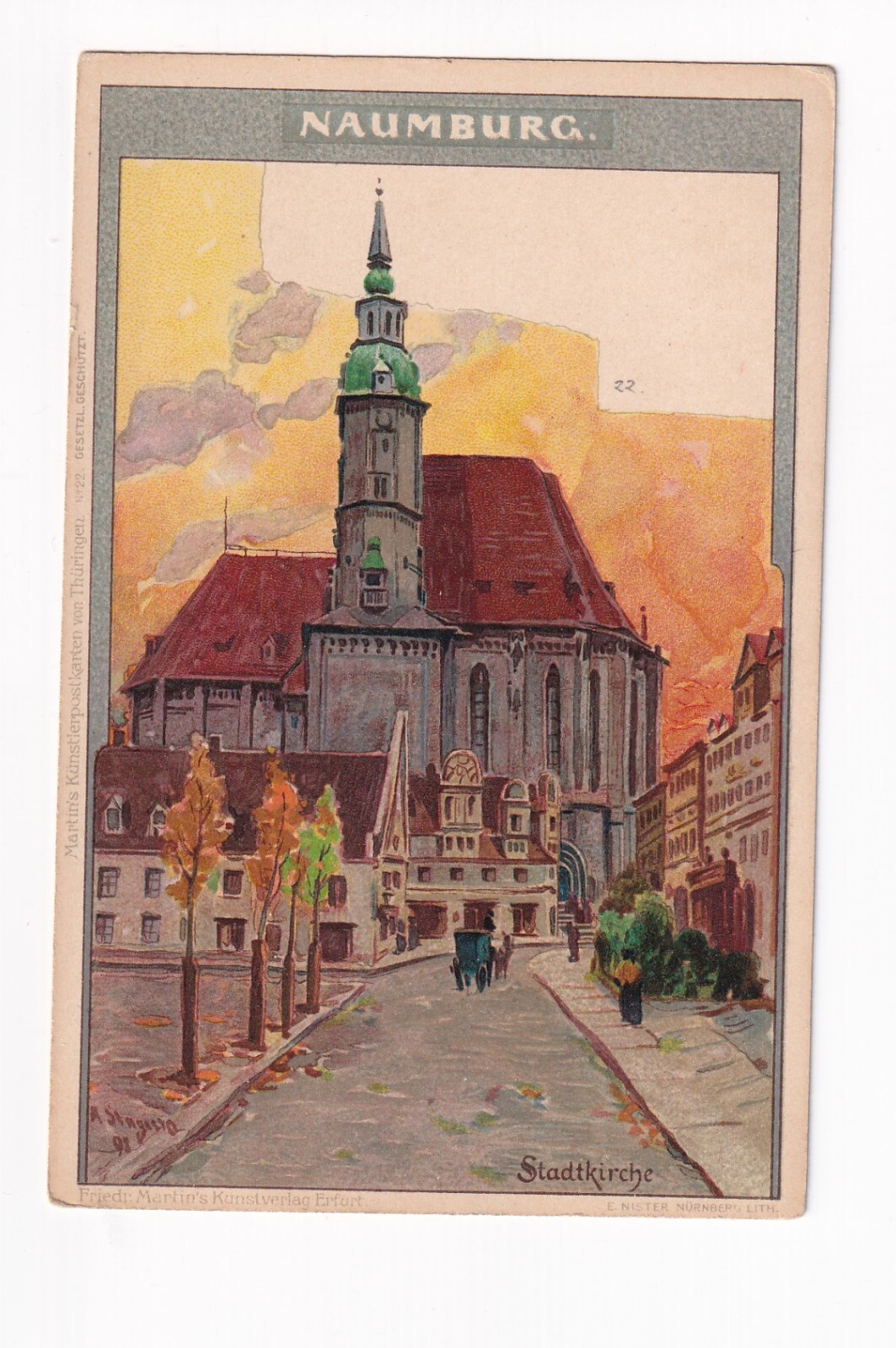 D368) Postcard Postcard NAUMBURG a. d. SAALE City Church Signed Litho 1898