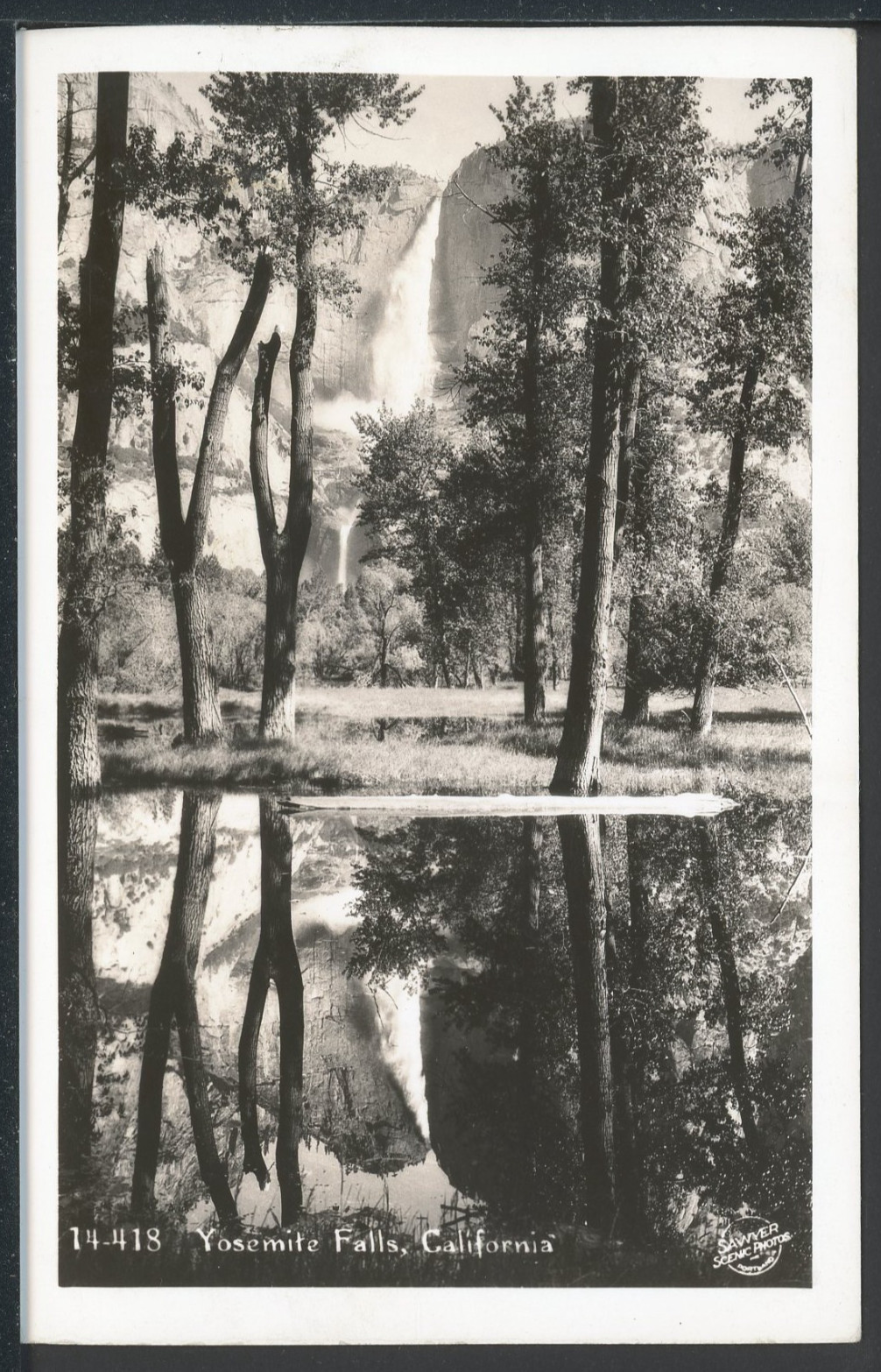 RPPC 1938 Yosemite Falls California Vintage Sawyer 14-418 Postcard A2586
